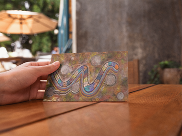 Rainbow Serpent Creator Spirit Dreaming Aboriginal Art A6 blank PostCard Single by Mirree